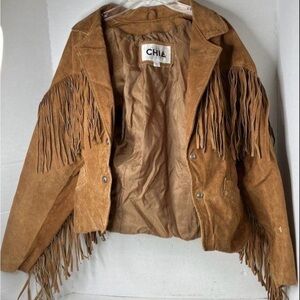 SOLD-Chia Vintage Genuine leather fringe jacket